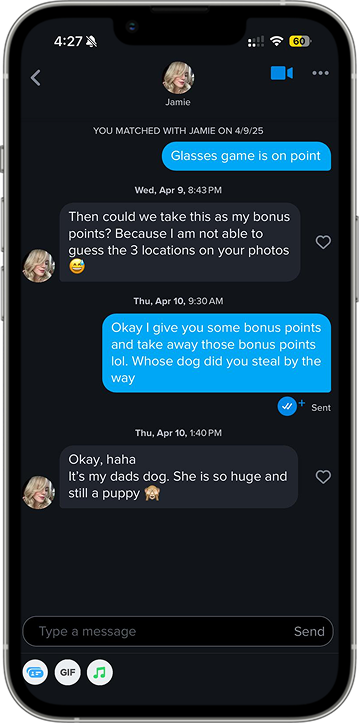 Dating app chat opener example 3